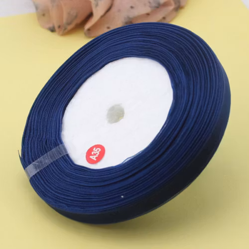 Organza band  mörkblå 1 cm