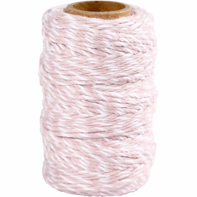 Bomullssnöre  rosa/vit
