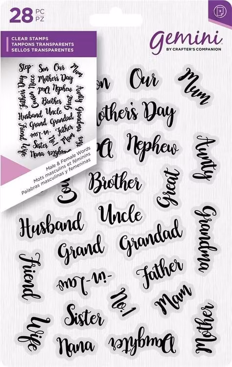Gemini Clear Stamp - Male and Female Words