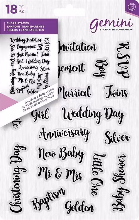 Gemini Clear Stamp - Wedding and Baby Words