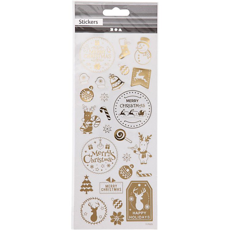 Stickers, Jul, 10x24 cm, Guld