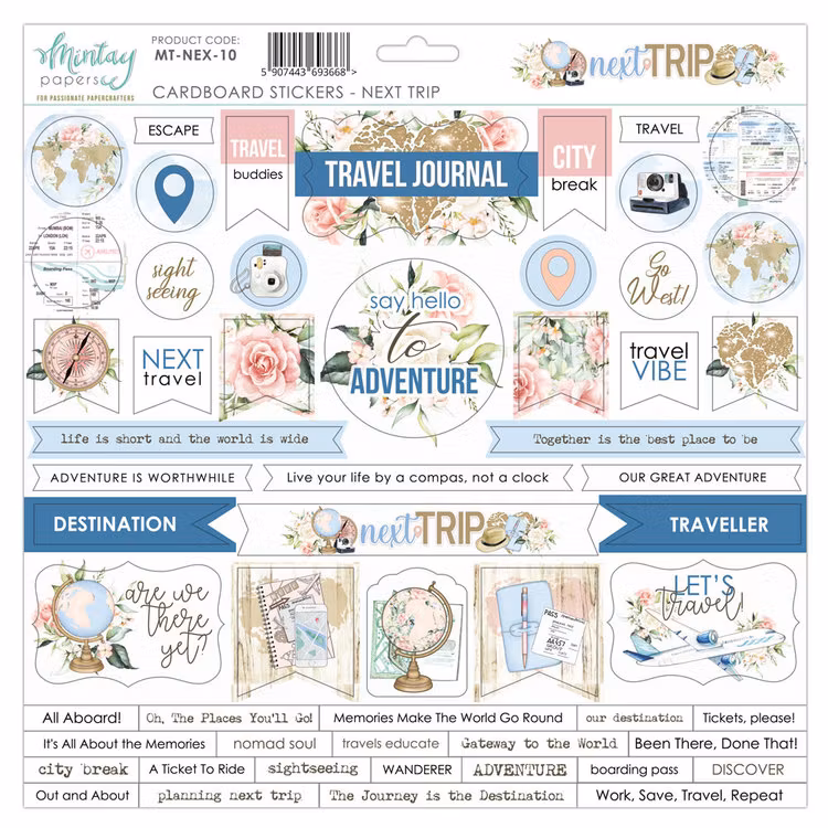 Chipboard stickers Next trip