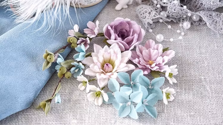 Set of flowers"Flower Blues" violet BO0004