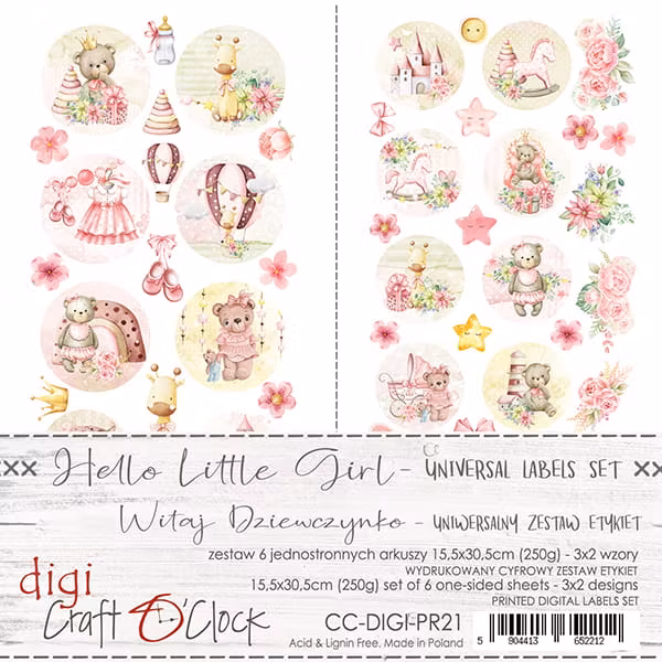 LABELS SET - 21 - HELLO LITTLE GIRL - UNIVERSAL SET