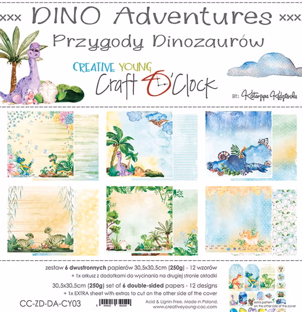 DINO ADVENTURES - A SET OF PAPERS 30,5X30,5CM
