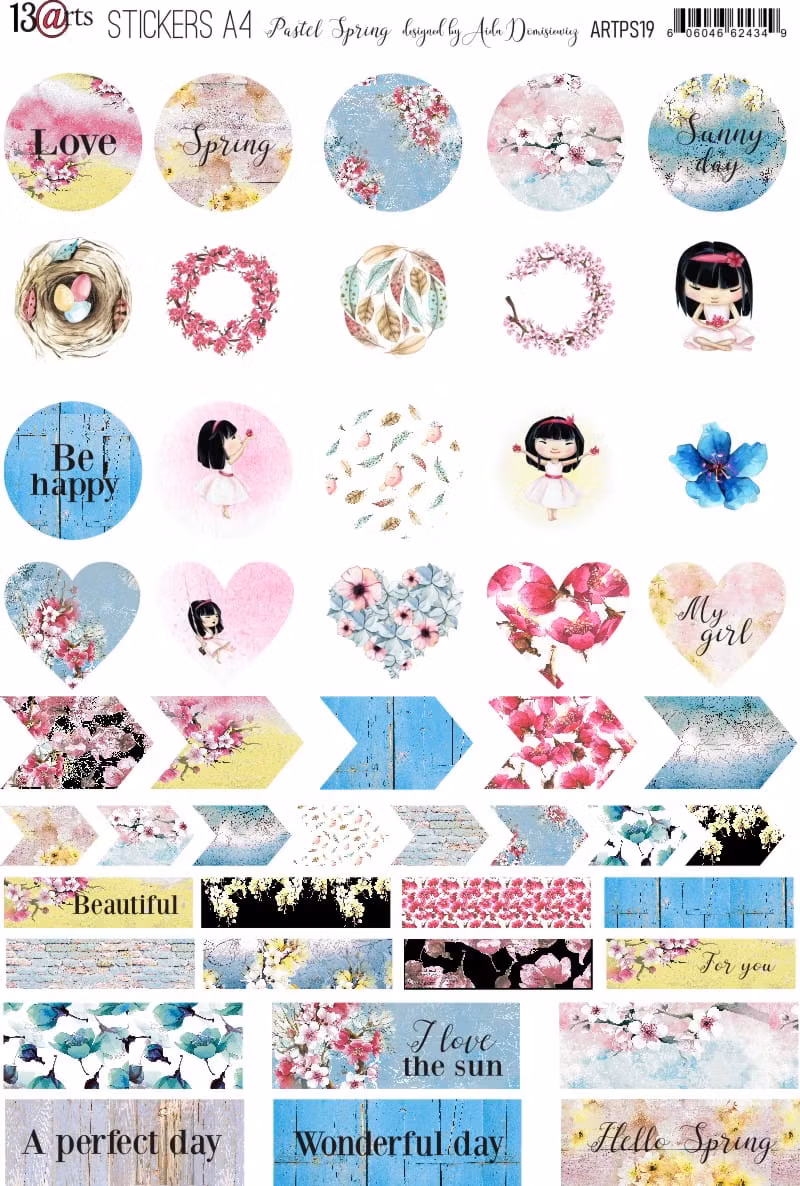 Stickers pastel spring a4