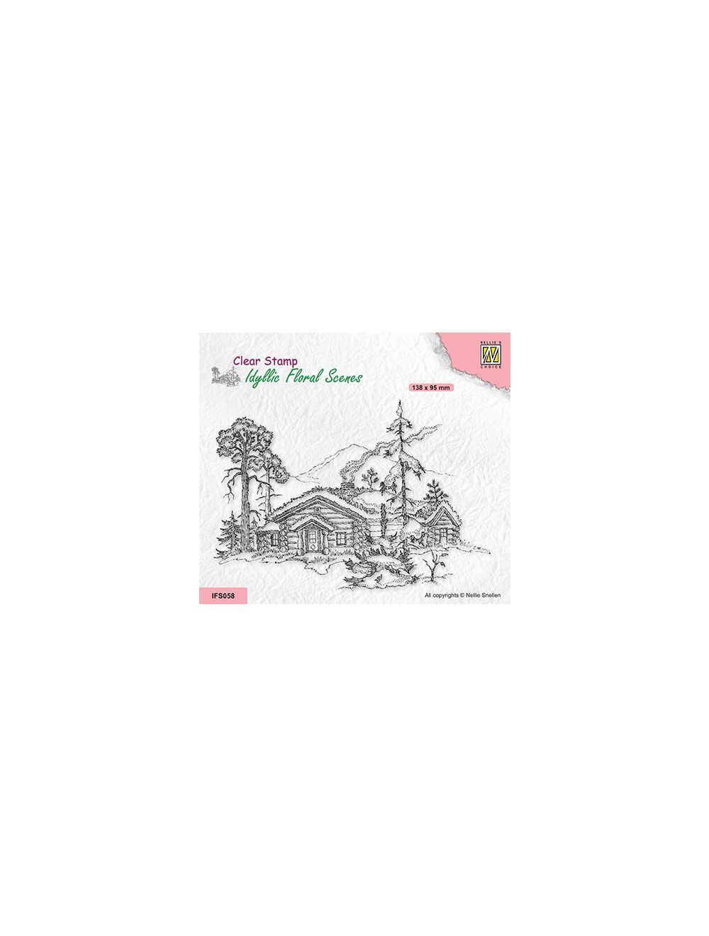 Clearstamp Wintery scene with house and trees