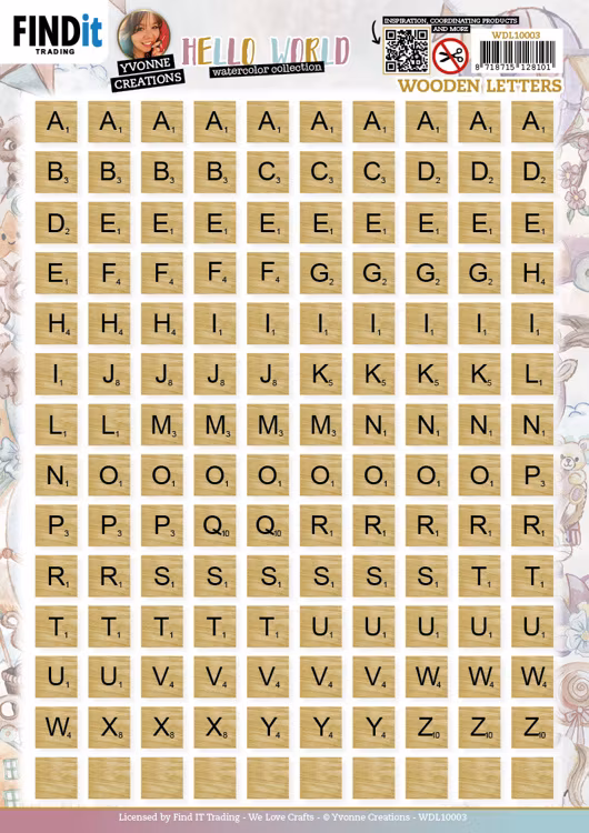 Wooden letters yellow/wood WDL10003