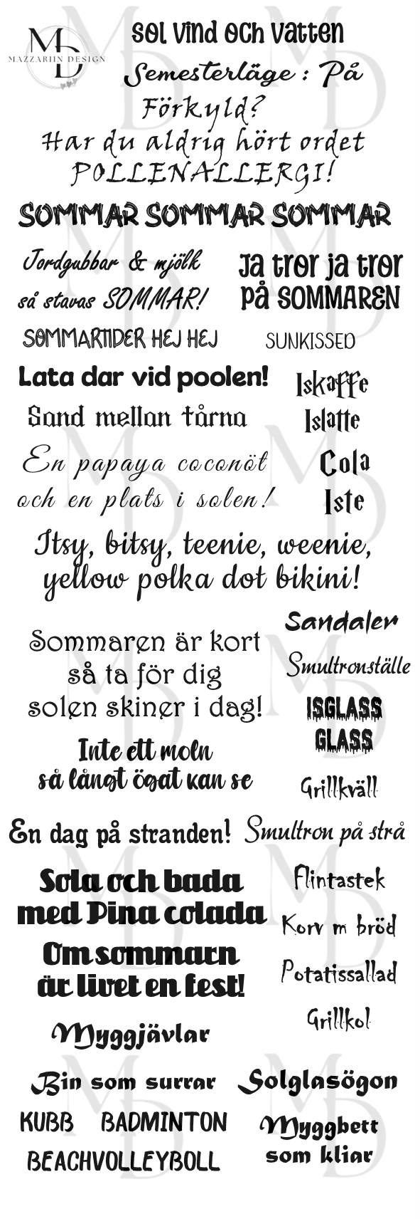 Sommartexter klippark