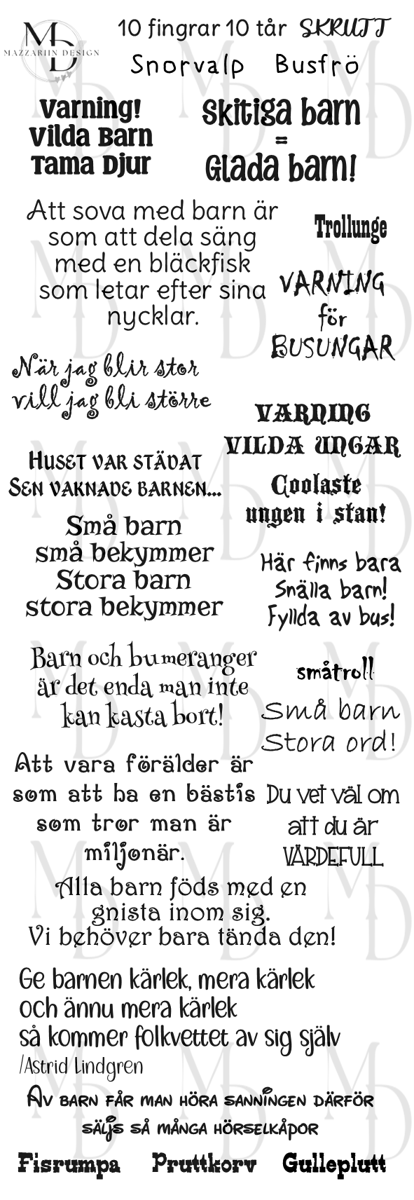 Barn texter klippark