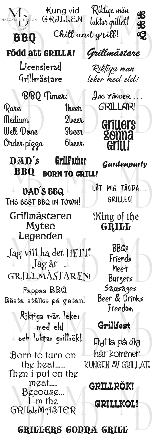 Grillmästare texter klippark