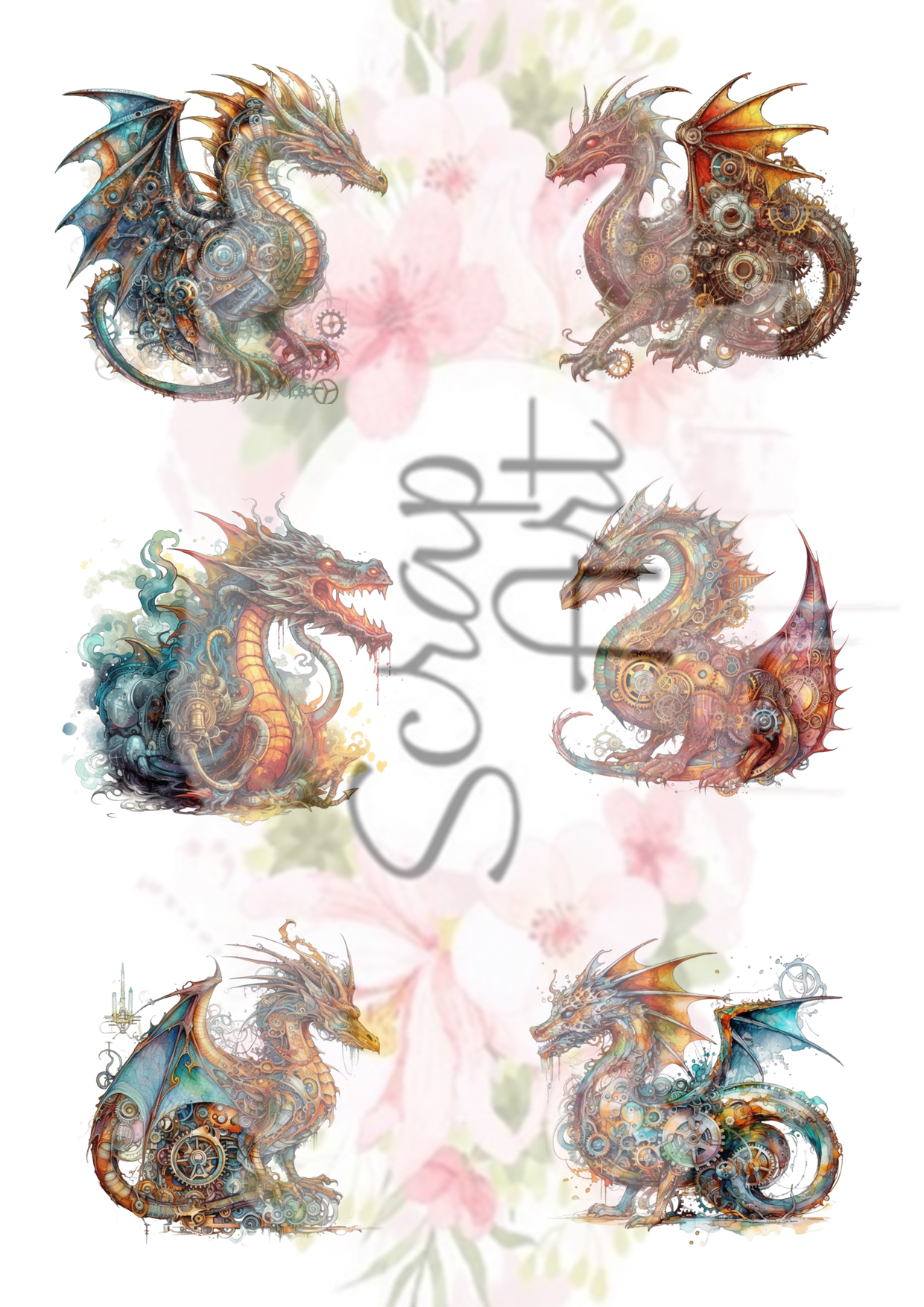 Steampunk dragon klippark 0072