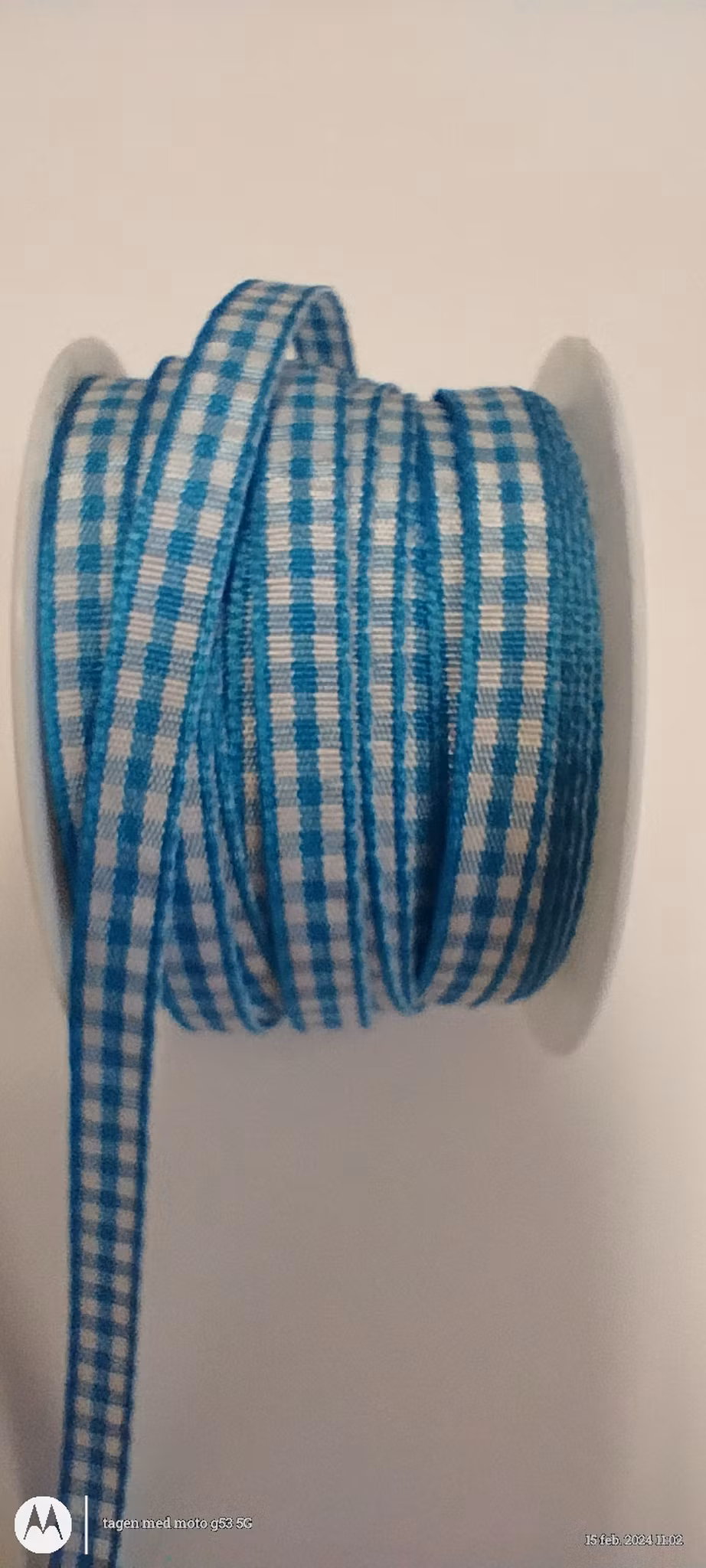 Rutigt tygband turkos