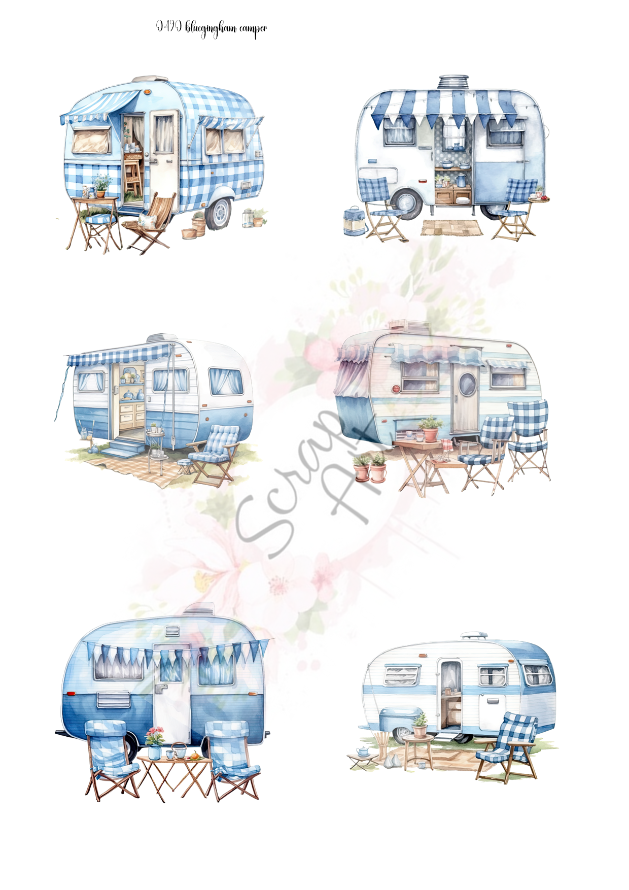 0490  Blue gingham camper