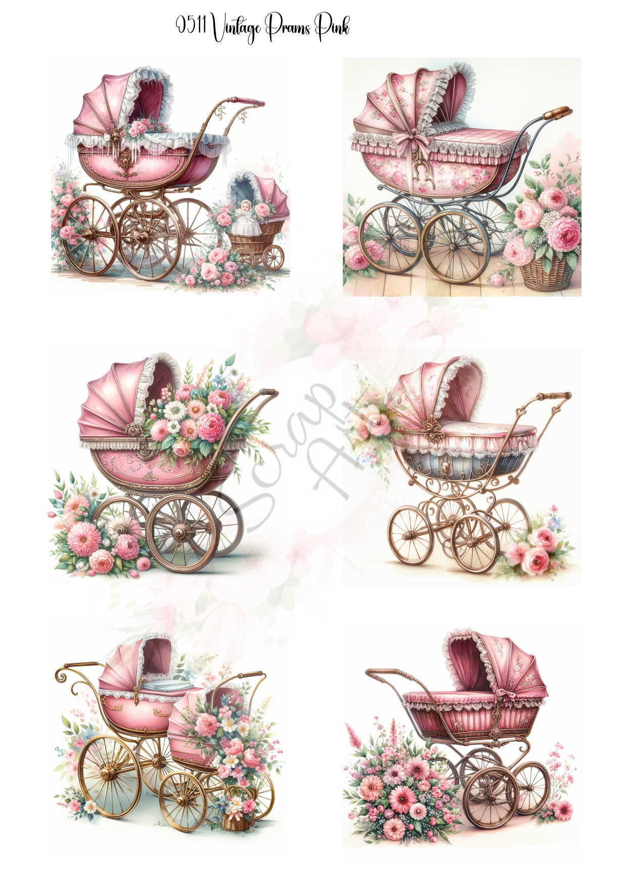 0511 Vintage pram pink
