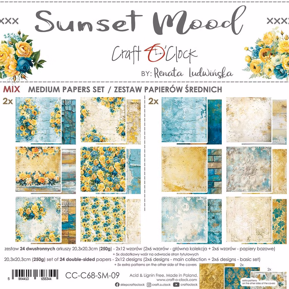 CC-C68-SM-09  Mix Paper Set 20,3x20,3cm Sunset Mood