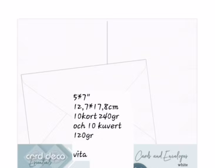 Kort o kuvert  12,7 x 17,8 cm