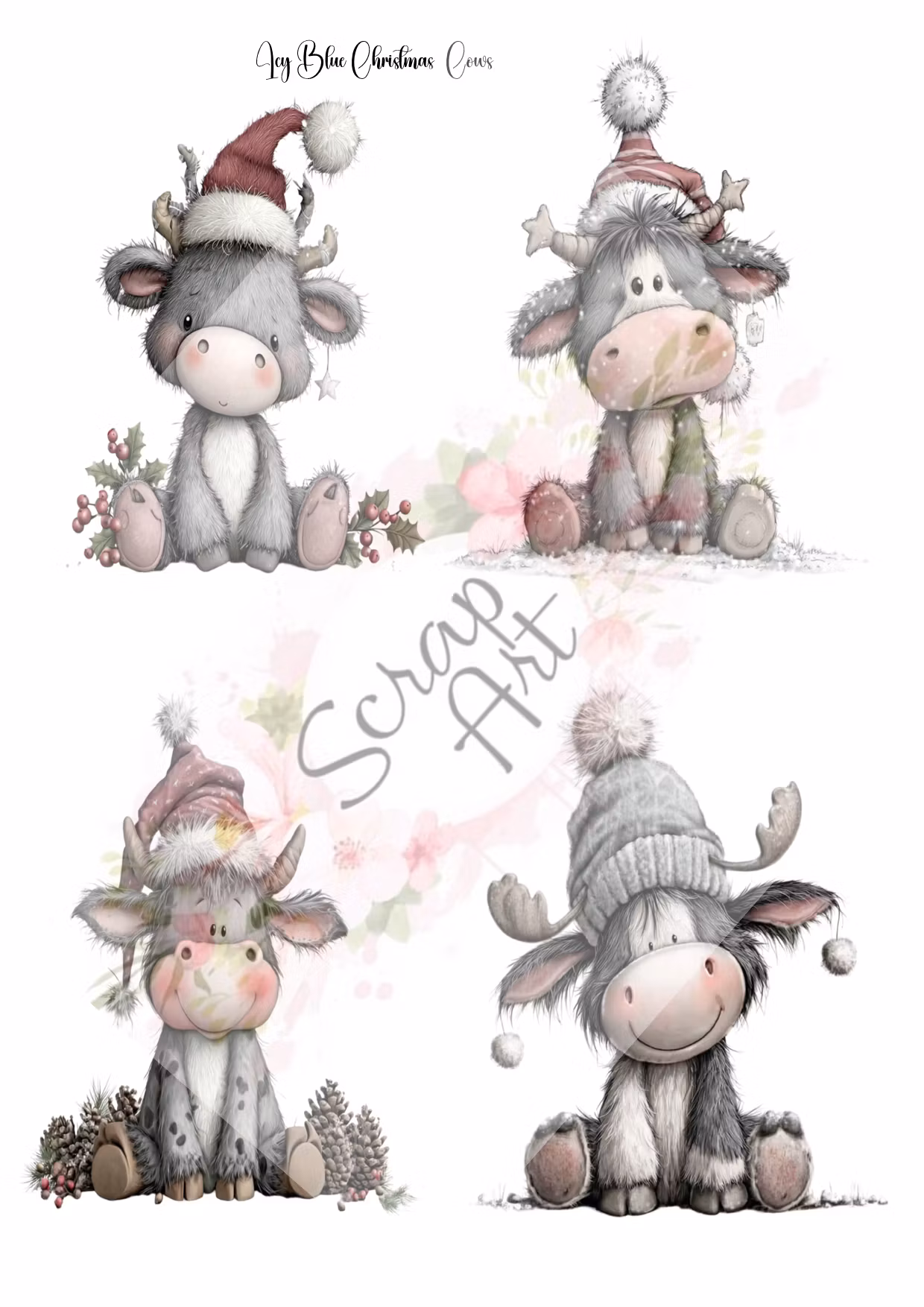 Icy blue christmas cows