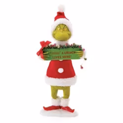 Grinch holder et advarsels skilt