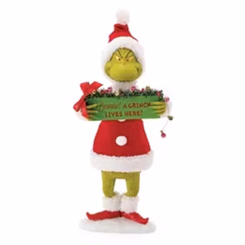 Grinch holder et advarsels skilt