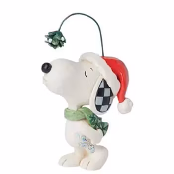 Snoopy med lue og julepynt