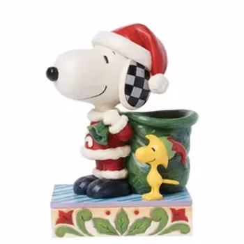 Snoopy som julenisse med Woodstock