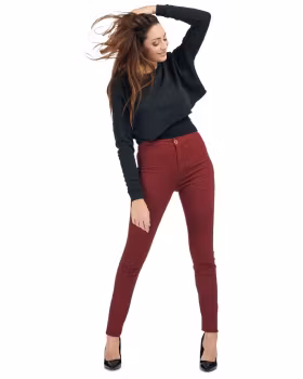 Organisk Bomull Jeans, Vinröd | Made in Italy EU | Reduce