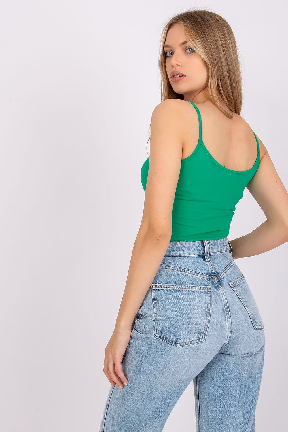 Haut sans manches simple, turquoise, fabriqué en UE