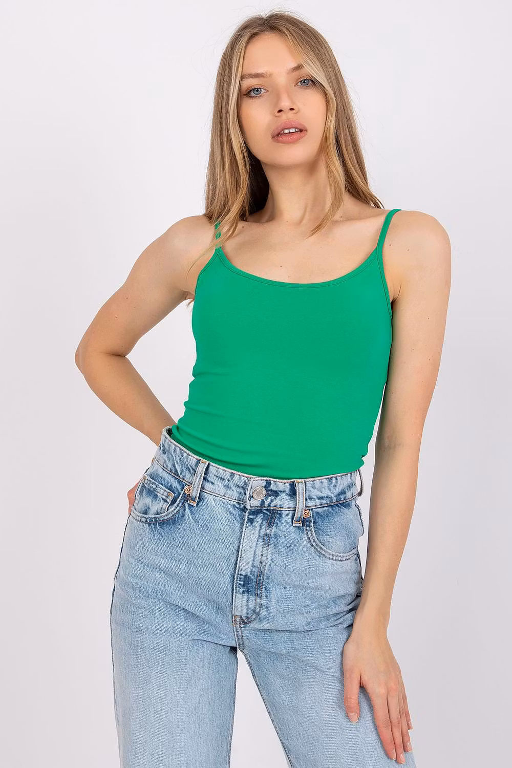 Haut sans manches simple, turquoise, fabriqué en UE