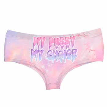 Boxershorts mit Text „Fuck off“ und „My Pussy My Choice“ in Pink
