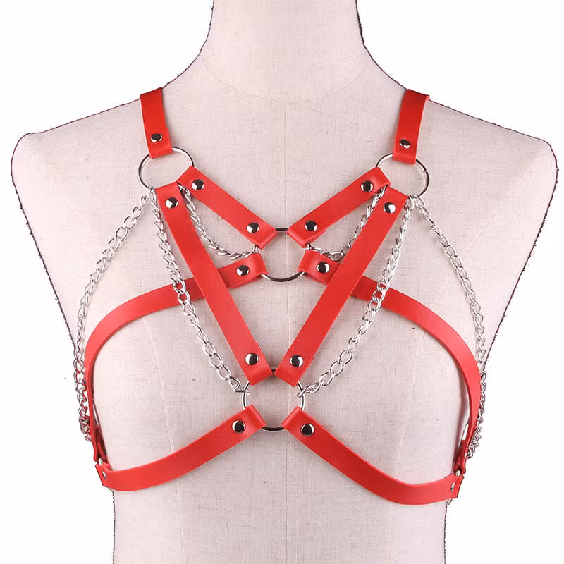 Harnais/harnais de poitrine sexy pour femmes avec chaîne et joints toriques
