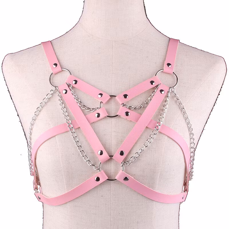 Harnais/harnais de poitrine sexy pour femmes avec chaîne et joints toriques