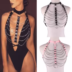 Imbracatura sexy in pelle PU e catene - BDSM e Bondage