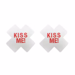 Adesivo per capezzoli "KISS ME" - Croce - Bianco e Rosso