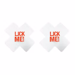 Klistermärke för Bröstvårta "LICK ME" VIT & RÖD - Kors