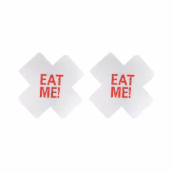 Autocollant Croix de Mamelon "EAT ME" - Blanc & Rouge