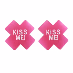 Adesivo per petto "KISS ME" - Croce - Rosa e Bianco