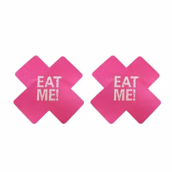 Bröstvårta Märke "EAT ME" X form - Rosa & Vit