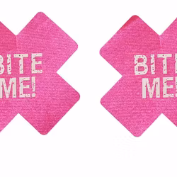 Adesivo per pettorale "MORDIMI" a forma di X - Rosa e Bianco