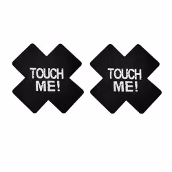 "TOUCH ME" Klistermärke för Bröstvårta X -Svart & Vit