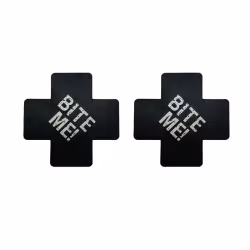 Brustwarzenaufkleber „BITE ME“ X – Schwarz & Weiß