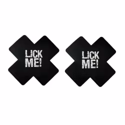 Bröstvårta Klistermärke "LICK ME" X - Svart & Vit