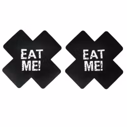 "EAT ME" Klistermärke för Bröstvårtan X - Svart & Vit