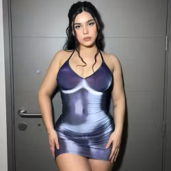 Vestido mini ajustado con cuello halter y rayos X | Hot Woman Clothes