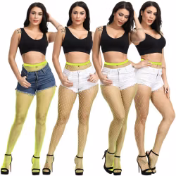 Collant a rete giallo neon | Vestiti da donna hot