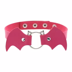 Tour de cou rose chaud avec motif chauve-souris | Vêtements femme chaude