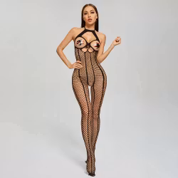 Svart Lingerie Jumpsuit med Halterneck | Eleganta Nätter