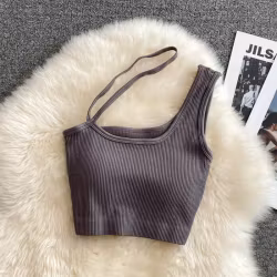 Ärmlös Top med Unika Axelband - Grå | Sexiga Kläder