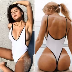 Costume da bagno bianco con bordi neri - Elegante e sexy