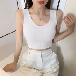 Haut court blanc sexy avec larges bretelles - Vêtements pour femmes